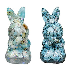 Stone Bunny Sculpture Shop Desktop Festive Rabbit Statues Figurines Light