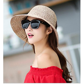 Mũ nón cói đi biển vành nhỏ gắn nơ phong cách Hàn