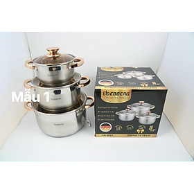 Mua Bộ 3 nồi inox nắp kính vàng