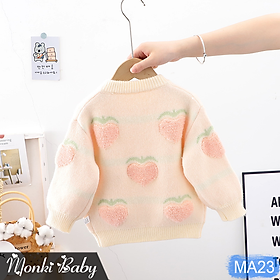 Áo len cardigan bé gái, style Hàn Quốc xinh xắn, chất len dày dặn đanh chắc, mịn ấm, họa tiết nhẹ nhàng dễ thương | MA23