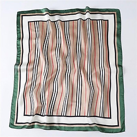 Khăn turban lụa vuông cao cấp choàng cổ size 70x70cm thanh lịch đa năng dùng làm áo yếm in sọc