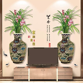 DECAL DÁN TƯỜNG ĐÔI BÌNH HOA LAN