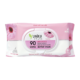 Khăn Giấy Ướt Yuniku Floral 90 Tờ