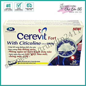 Viên uống bổ não CEREVIT FORT trắng giảm đau đầu, mất ngủ, hoa mắt chóng mặt – Hộp 30 viên