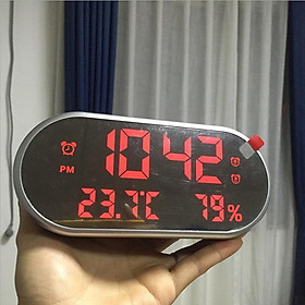 LED Alarm Clock Calendar Digital Thermometer Hygrometer Clock White-White light
