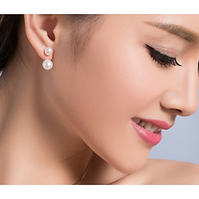 Bông tai ngọc trai nước ngọc hai đầu bà bạc BT226