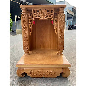 Mua Bàn thờ thần tài ông địa cột vuông khắc chữ 48 X 68cm - Gỗ Gõ Đỏ