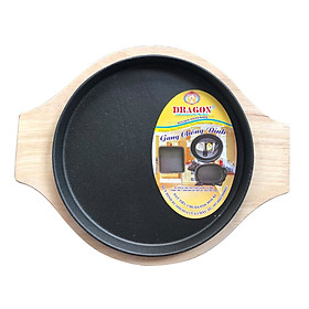 Mua Chảo Gang Tròn Làm Bánh Mì Chảo   Bò Beefsteak   Cơm Xèo Đa Năng Size 20cm (Có Kèm Đế Lót Gỗ Tiện Lợi) Thương Hiệu Vạn Lợi Dragon