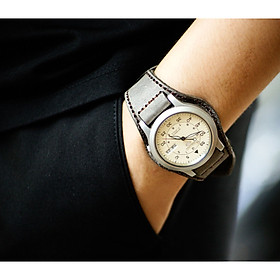 Dây đồng hồ da bò thật - Bundstrap BX xám than quân đội Đức - Hàng chính hãng