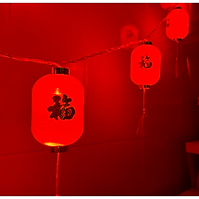 Mua Dây lồng đèn led thon dài hình chữ phúc dài 5m 16 quả trang trí ngày Tết  trang trí nhà cửa