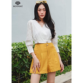 Áo Croptop Tay Dài Hoa Chìm Sang Trọng HOYANG AHY05