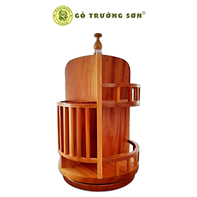 Khay Gỗ Xà Cừ Đa Năng Xoay 360 Độ Đựng Gia vị Muỗng Đũa Trên Bàn Ăn - Đồ Gỗ Nhà Bếp Thương Hiệu Trường Sơn