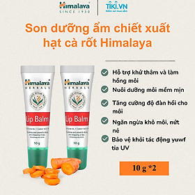 [HSD: 30/05/2026] COMBO 2 TUÝP SON DƯỠNG HỒNG MÔI KHỬ THÂM CHIẾT XUẤT CÀ RỐT HIMALAYA LIP BALM 10G