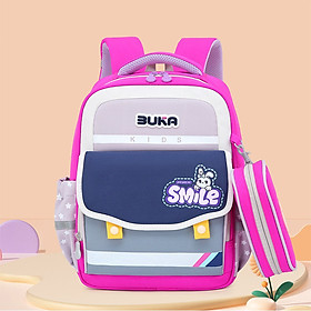 Balo cho bé đi học tiểu học lớp 1 đến 5 vải Oxford cao cấp kèm hộp bút màu pastel dễ thương 3056