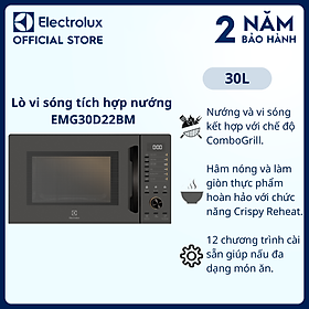 Lò vi sóng để bàn Electrolux tích hợp nướng đối lưu 30L UltimateTaste 500 EMG30D22BM, 12 chương trình cài sẵn [Hàng chính hãng]