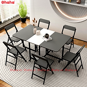Mua  Kèm Ảnh Thực Tế - Miễn phí vận chuyển & Lắp đặt  BÀN ĂN GẤP GỌN THÔNG MINH CÓ GHẾ VÀ BÁNH XE OHAHA - BA023