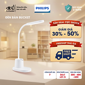 Đèn bàn Philips bảo vệ mắt Bucket DSK214 7W - Điều chỉnh độ sáng, êm dịu cho đôi mắt khỏe đẹp