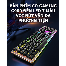 Bàn Phím Cơ Quận 7 | Top bán chạy Lazada Shopee Sendo Tiki 8 Bàn phím cơ gaming LANGTU G900 đèn led 7 màu với nút vặn đa phương tiện - Hàng Chính Hãng