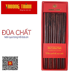 Đũa Gỗ Trắc Vân Cao Cấp Trường Thịnh Loại Đặc Biệt/ Hộp Màu Đỏ/ 10 Đôi Vuông Trơn