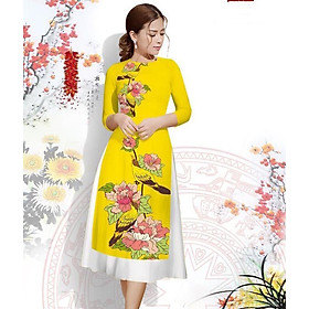 áo dài cách tân nữ thời trang họa tiết động vật cao cấp