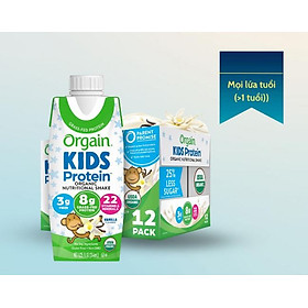 Thùng 12 Hộp Sữa nước Protein hữu cơ Orgain Kids Protein Vị Vani 244ml x 12 . Date 12/2024