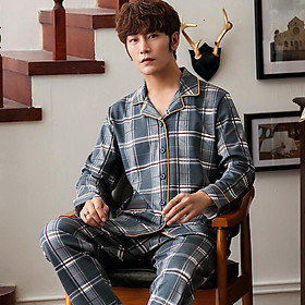 Đồ bộ Pijama nam dài tay cotton 100% thoáng khí, họa tiết caro cùng tông màu trầm rất nam tính, khỏe khoắn