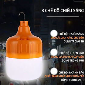 Đèn led tích điện không dây cổng sạc USB thông minh, tích hợp nhiều cổng sạc khác nhau - Bóng đèn chiếu sáng có móc treo với 3 chế độ ánh sáng khác nhau dễ dàng sử dụng và mang đi mọi nơi