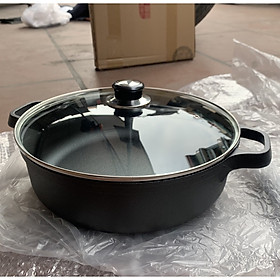 Mua nồi chảo gang đáy bằng sâu lòng chống dính tự nhiên dùng bếp từ bếp gas  lò nướng