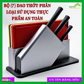 Mua BỘ (7) DAO THỚT PHÂN LOẠI SỬ DỤNG THỰC PHẨM AN TOÀN  BAHAMAR  Cùng bộ 3 dao bằng thép không gỉ tương ứng với 3 thớt theo cùng màu sắc thể hiện.