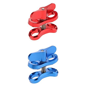 2 Pieces CNC Aluminum Alloy Underwater Ball Head Mount Bracket for GoPro 6/5/4/3 Red Blue