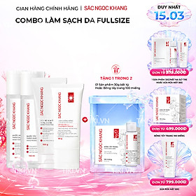 Combo 4 dưỡng da cơ bản và chống nắng Sắc Ngọc Khang [Nước tẩy trang 145ml + Sữa rửa mặt 100g + Nước hoa hồng 145ml + Kem chống nắng 50g]
