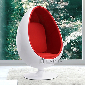Ghế thư giãn đọc sách quả trứng nệm vải màu đỏ chân xoay 360 độ Ghế thư giãn phòng khách, sảnh chờ rạp phim, pantry công ty HCM