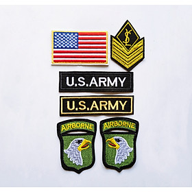6 Miếng Huy Hiệu Quân Đội Thêu Ủi Army Patch Ủi Sticker Thêu Logo Ủi Dùng Trang Trí Quần Áo MS221583