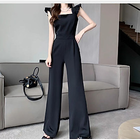 Jumpsuit dáng dài phối cổ vuông sang chảnh-áo liền quần ống rộng cá tính thích hợp dự tiệc, công sở hay dạo phố