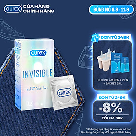 Bao cao su Durex Invisible Extra Thin Extra Sensitive 1 Hộp 10 Bao