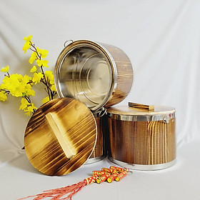 Mua Thùng GỖ làm TÀU HỦ  THỐ ĐỰNG CƠM vỏ thùng GỖ ruột INOX. Dụng cụ dùng làm NỒI Ủ ĐẬU HỦ  trữ GẠO đựng chứa trữ thực phẩm. Phù hợp GIA ĐÌNH  NHÀ HÀNG ĐẲNG CẤP