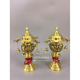 Mua Đèn Thờ bằng đồng mẫu đèn có chuông cao 30cm