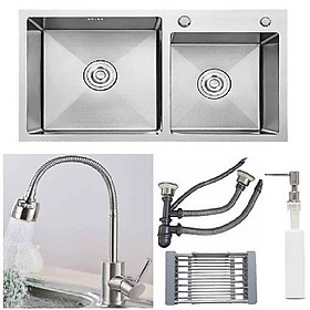 Mua Combo chậu rửa chén bát inox 304 kích thước 8245  vòi rửa bát inox nóng lạnh lò xo  rổ đa năng  bình xà phòng  bộ xả chống hôi