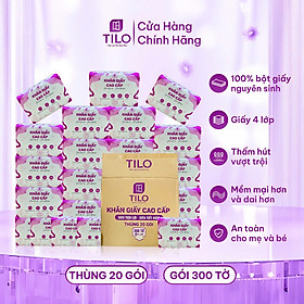 Khăn giấy rút bàn TiLo 300 tờ 4 lớp dai mềm mịn, an toàn, siêu tiện lợi, siêu tiết kiệm