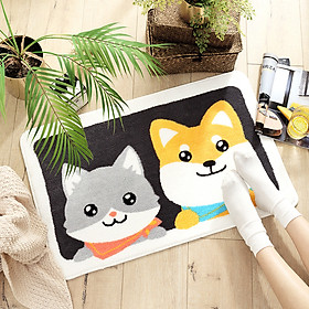 Mua Thảm chùi chân  thảm nhà tắm  thảm cửa ra vào họa tiết Cún Mèo