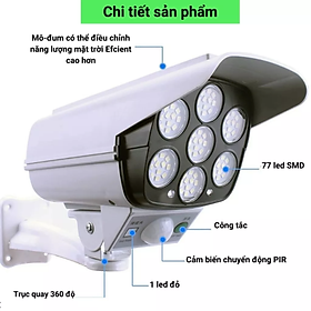 Đèn Năng Lượng Mặt Trời Giả Camera 77 Led Chống Trộm - Chống Nước - Có Điều Khiển Cảm Biến - Tiết Kiệm Điện