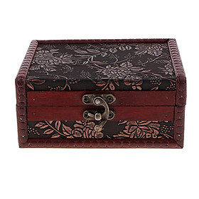 Vintage Lock Wooden Trinket Jewelry Storage Box Case Organizer for Women A
