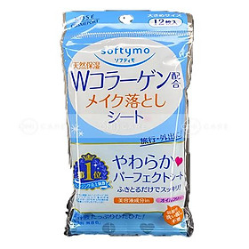Khăn ướt tẩy trang dưỡng ẩm da bổ sung collagen SOFTYMO (12 miếng/gói)
