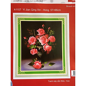 Mua Tranh thêu chữ thập Bình Hoa Hồng A1107-57x66cm