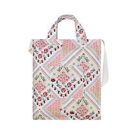 Cath Kidston - Túi đeo vai/Organic Cotton Tall Tote - Patchwork - Cream/Pink -1048575