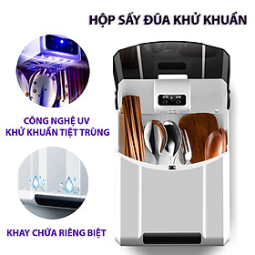 Hộp đựng đũa thìa muỗng dao khử khuẩn chống ẩm mốc dán tường , máy sấy dụng cụ nhà bếp tiệt trùng bằng tia UV - gia dụng thông minh