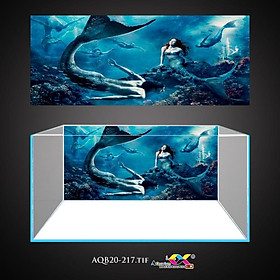Tranh 3D Koifish, Tranh Dán Bể Cá, Người cá siêu đẹp , in tranh theo kích thước yêu cầu