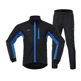 Bộ quần áo đạp mùa đông cho nam giới chống gió-Màu xanh đen-Size