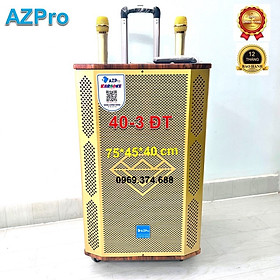 Mua Loa kéo Bluetooth di động AZ-2506-Bass 40-3 đường tiếng Thùng gỗ cao cấp-4 bánh xe Tay kéo sang trọng Tặng 2 mic không dây vỏ kim loại Hàng chính hãng AZPRO