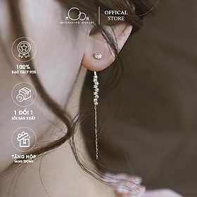 Khuyên Tai Bạc Chuỗi 9 Ngôi Sao Dây Tua Rua